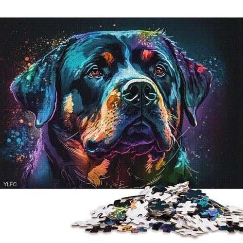 1000-teiliges Puzzle für Erwachsene, Puzzle-Geschenke, buntes Rottweiler-Puzzle für Kinder, Kartonpuzzle, Heimdekoration, Puzzle-Spielzeug (Größe 38 * 26 cm) von LiJianXXL