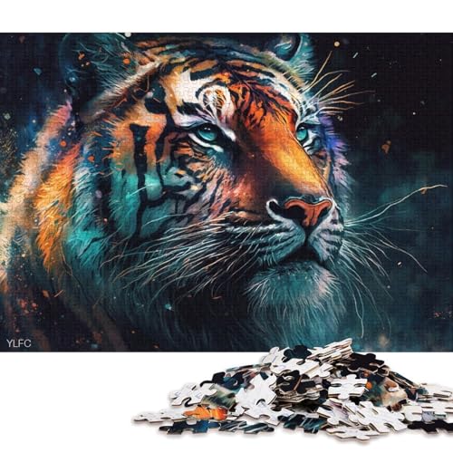 1000-teiliges Puzzle für Erwachsene, Puzzle-Geschenke, buntes Tiger-Puzzle für Kinder, Kartonpuzzle, Heimdekoration, Puzzle-Spielzeug (Größe 38 * 26 cm) von LiJianXXL