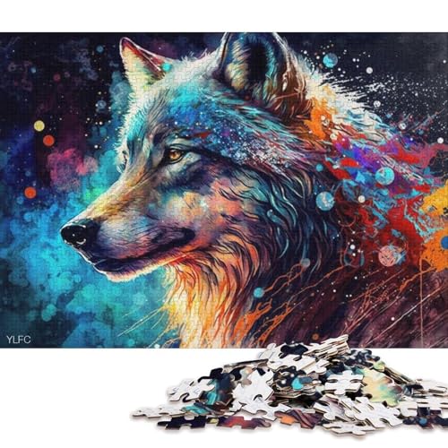 1000-teiliges Puzzle für Erwachsene, Puzzle-Geschenke, buntes Wolf-Puzzle für Kinder, Holzpuzzle, Heimdekoration, Puzzle-Spielzeug (Größe 75 * 50 cm) von LiJianXXL