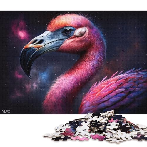 1000-teiliges Puzzle für Erwachsene, Puzzle-Geschenke, kosmisches Galaxie-Flamingo-Puzzle für Kinder, Holzpuzzle, Heimdekoration, Puzzle-Spielzeug (Größe 75 * 50 cm) von LiJianXXL