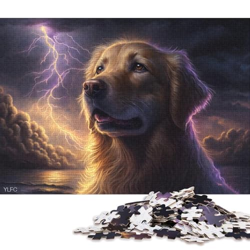 1000-teiliges Puzzle für Erwachsene, Puzzlekunst, Golden Retriever-Puzzle für Erwachsene, Holzpuzzle, Heimdekoration 75x50cm/1000 Teile von LiJianXXL