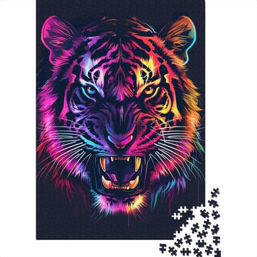 1000-teiliges Puzzle für Erwachsene, Tiger-Puzzle für Erwachsene, Holzpuzzle, Puzzle für Kinder, Geschenke (Größe 75 x 50 cm) von LiJianXXL