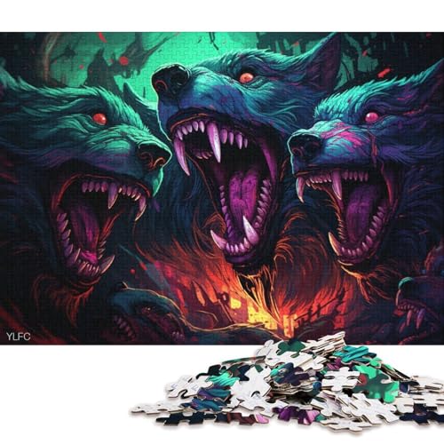 1000-teiliges Puzzle für Erwachsene, Wütender Wolf, Puzzle für Erwachsene, Familienpuzzlespiel aus Karton 38x26cm/1000 Teile von LiJianXXL