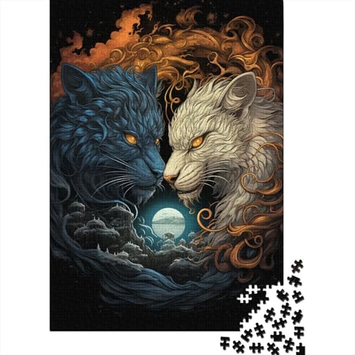 1000-teiliges Puzzle für Erwachsene, Ying-Yang-Drache und Tiger, Wunder-Puzzles für Holzpuzzles, Lernspiel, Herausforderungsspielzeug (Größe 75 x 50 cm) von LiJianXXL