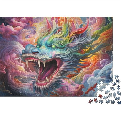 1000-teiliges Puzzle für Erwachsene, buntes Drachenpuzzle für Erwachsene, schwieriges und anspruchsvolles Holzpuzzle, 50 x 75 cm von LiJianXXL