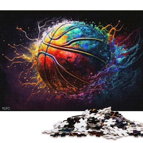 1000-teiliges Puzzle für Erwachsene, farbenfrohes Basketball-Puzzle für Erwachsene, Holzpuzzle, tolles Geschenk für Erwachsene (Größe 75 * 50 cm) von LiJianXXL