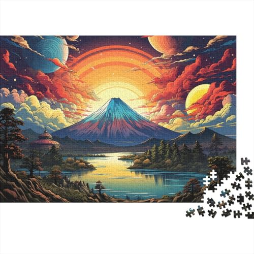 1000-teiliges Puzzle für Erwachsene, farbenfrohes Kunst-Puzzle Mount Fuji, für Kinder, Holzpuzzle, Heimdekoration, 50 x 75 cm von LiJianXXL