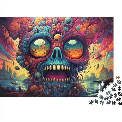 1000-teiliges Puzzle für Erwachsene, farbenfrohes psychedelisches Kunstpuzzle für Erwachsene, Holzpuzzle, dekomprimierendes geistiges Lernspielzeug, 50 x 75 cm von LiJianXXL