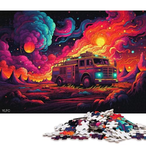 1000-teiliges Puzzle für Erwachsene, farbiges Feuerwehrauto-Puzzle für Erwachsene, Familienpuzzlespiel aus Karton 38x26cm/1000 Teile von LiJianXXL