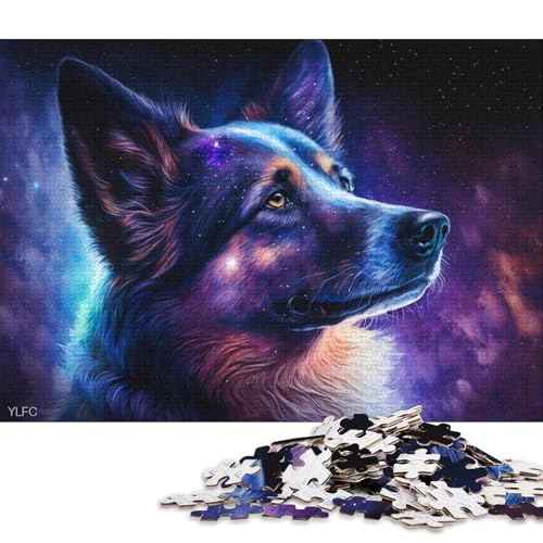 1000-teiliges Puzzle für Erwachsene, kosmische Galaxie, Border Collie, Puzzle für Erwachsene und Kinder, Kartonpuzzle, Lernspiel, Herausforderungsspielzeug (Größe 38 * 26 cm) von LiJianXXL