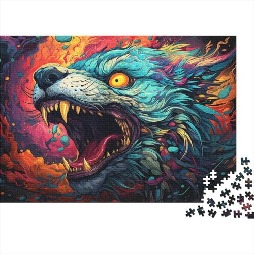 1000-teiliges Puzzle für Erwachsene, psychedelische, farbenfrohe Tiere, Puzzle für Erwachsene, Holzpuzzle, dekomprimierendes, intellektuelles Lernspielzeug, 50 x 75 cm von LiJianXXL