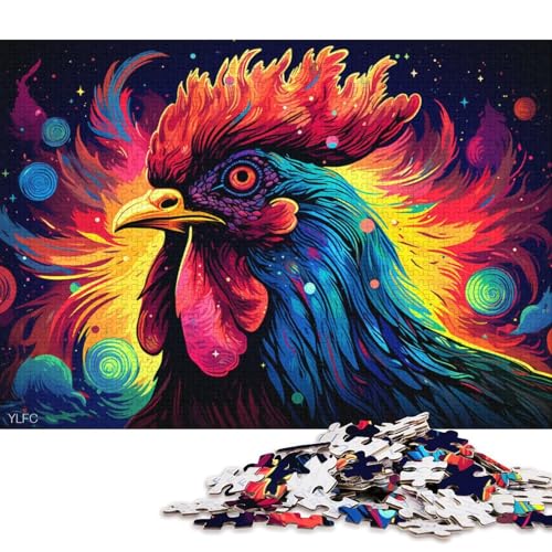 1000-teiliges Puzzle für Erwachsene, psychedelische Kunst, Hahn-Puzzles für Kartonpuzzle, tolles Geschenk für Erwachsene 38x26cm/1000 Teile von LiJianXXL