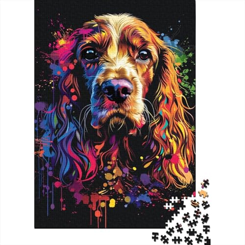 1000-teiliges Puzzle für Erwachsene Cocker Spaniel Dog Art Puzzle Holzpuzzle für Erwachsene Familienunterhaltungsspielzeug Größe: 75 x 50 cm von LiJianXXL