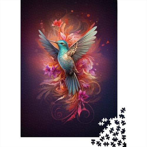 1000-teiliges Puzzle für Erwachsene und Kinder, Kolibri-Kunstpuzzle für Erwachsene und Kinder, Holzpuzzle, Lernspiele für Erwachsene und Kinder, Größe: 75 x 50 cm von LiJianXXL