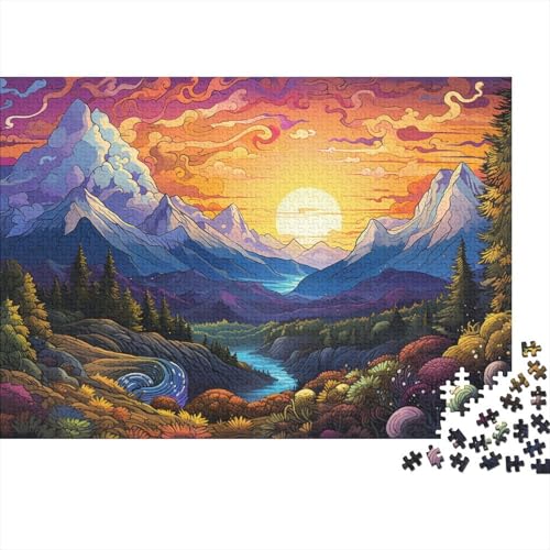 1000-teiliges Puzzle für Erwachsene und Kinder, farbenfrohe, psychedelische Berge der Karpaten, Puzzle für Kinder, Holzpuzzle, Spielzeug, Denkspiel, 50 x 75 cm von LiJianXXL