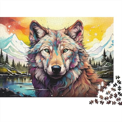 1000-teiliges Puzzle für Erwachsene und Kinder, farbenfrohe Psychedelia der Tierwelt Alaskas, Puzzle für Kinder, Holzpuzzle, Spielzeug, Denkspiel, 50 x 75 cm von LiJianXXL