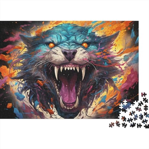 1000-teiliges Puzzle für Erwachsene und Kinder, farbenfrohes Graffiti-Tierkunst-Puzzle für Kinder, Holzpuzzle, Spielzeug, Denkspiel, 50 x 75 cm von LiJianXXL