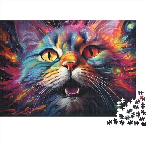 1000-teiliges Puzzle für Erwachsene und Kinder, farbenfrohes Planeten-Katzen-Puzzle für Kinder, Holzpuzzle, Spielzeug, Denkspiel, 50 x 75 cm von LiJianXXL