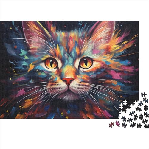 1000-teiliges Puzzle für Erwachsene und Kinder, farbige Fantasie-Katzen-Puzzles für Kinder, Holzpuzzle, Spielzeug, Denkspiel, 50 x 75 cm von LiJianXXL