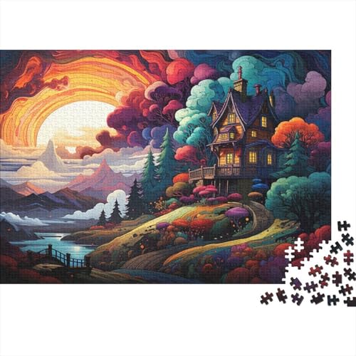 1000-teiliges Puzzle für Erwachsene und Kinder. Buntes Graffiti-Haus-Puzzle für Erwachsene. Holzpuzzle. Interessantes Puzzle zur Stressreduzierung, 50 x 75 cm von LiJianXXL