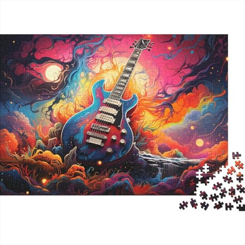 1000-teiliges Puzzle für Erwachsene und Kinder. Fantasievolles farbiges Gitarren-Puzzle für Erwachsene. Holzpuzzle. Interessantes Puzzle zur Stressreduzierung. 50 x 75 cm von LiJianXXL