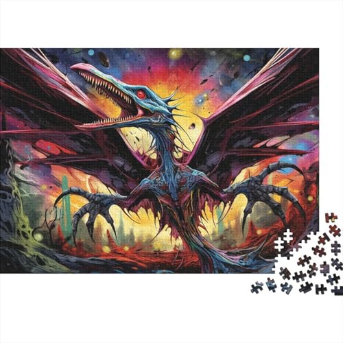 1000-teiliges Puzzle für Erwachsene und Kinder. Psychedelisches farbiges Flugsaurier-Puzzle für Erwachsene. Holzpuzzle. Interessantes Puzzle zur Stressreduzierung. 50 x 75 cm von LiJianXXL