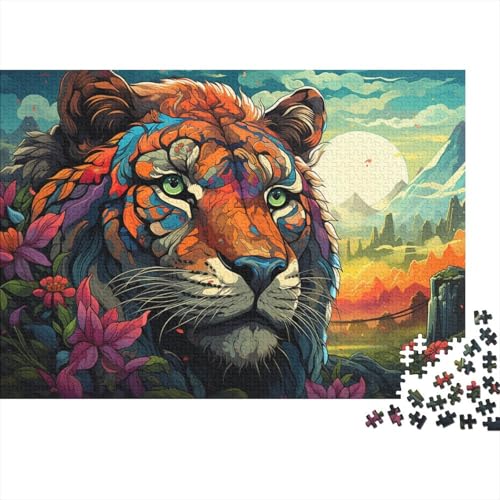 1000-teiliges Puzzle für Erwachsene und Kinder. Schönes, farbenfrohes Tiger-Puzzle für Erwachsene. Holzpuzzle. Interessantes Puzzle zur Stressreduzierung, 50 x 75 cm von LiJianXXL