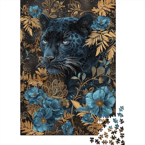 1000-teiliges Puzzle mit Leoparden-Motiv, kreatives quadratisches Puzzle für Erwachsene und Kinder, Holzpuzzle, Spielzeug, Denkspiel, Größe: 75 x 50 cm von LiJianXXL