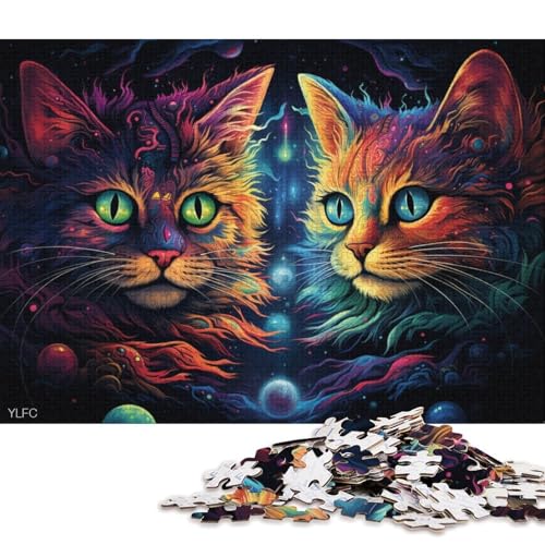 1000-teiliges Puzzlespiel Art Strange Cat Puzzles aus Karton, Lernspielzeug 38x26cm/1000 Stück von LiJianXXL