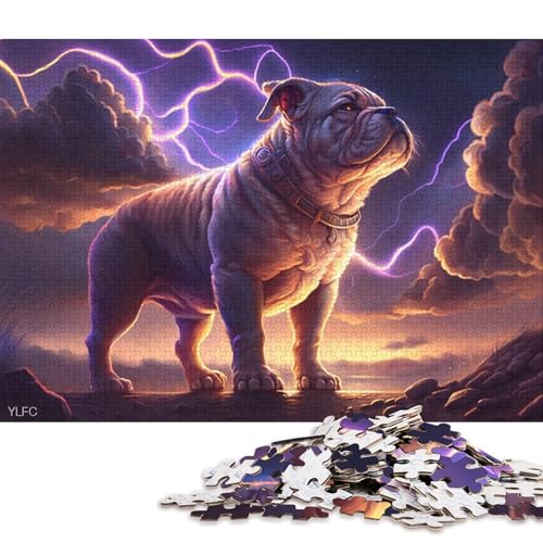 1000-teiliges Puzzlespiel Bulldogge aus Holz, Lernspielzeug 75x50cm/1000 Teile von LiJianXXL