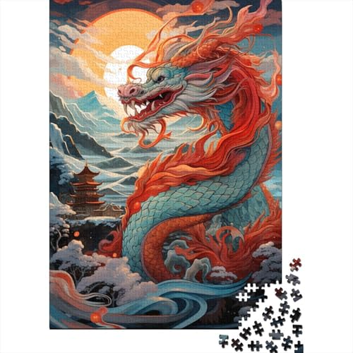 1000-teiliges Puzzlespiel Chinesischer Drache, Puzzle für Erwachsene, Holzpuzzle, Puzzle, praktisches Spiel (Größe 75 x 50 cm) von LiJianXXL