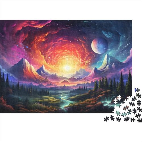 1000-teiliges Puzzlespiel Fantasie Bunter Nachthimmel Puzzle Geschenk Holzpuzzle Lernpuzzle Familienspiel 50x75cm von LiJianXXL