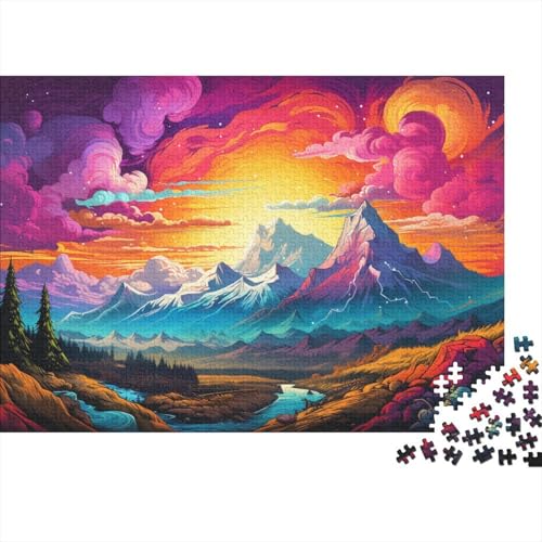 1000-teiliges Puzzlespiel Seltsame, farbenfrohe Berggipfel, Puzzle-Geschenk, Holzpuzzle, Lernpuzzle, Familienspiel, 50 x 75 cm von LiJianXXL