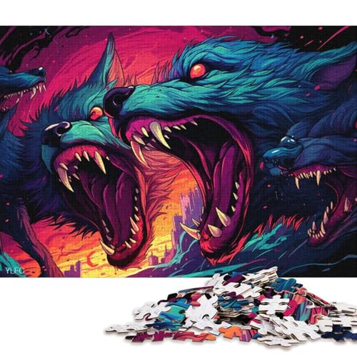 1000-teiliges Puzzlespiel Wütender Wolf, Puzzle aus Karton, Lernspielzeug 38x26cm/1000 Stück von LiJianXXL