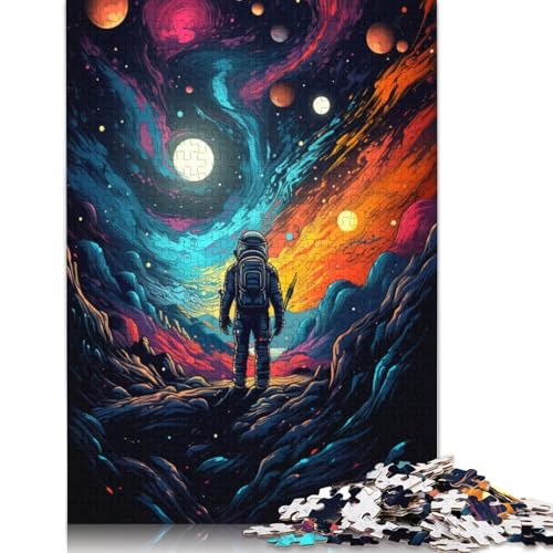 Jigsaw Art Puzzle mit 1000 Teilen, farbenfrohes Astronauten-Puzzle für Erwachsene, Holzpuzzle, tolles Geschenk für Erwachsene, 75 x 50 cm von LiJianXXL