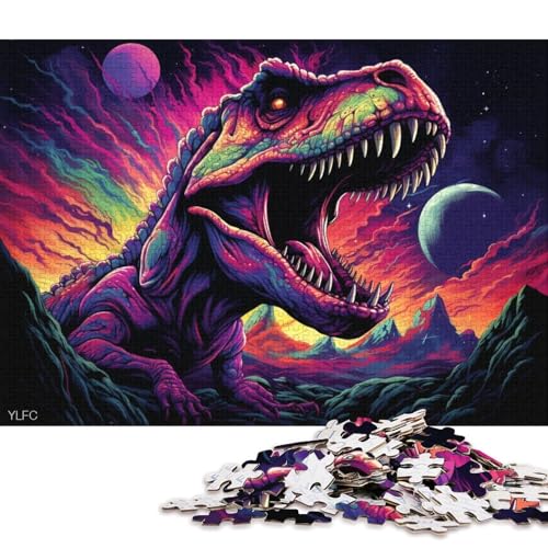 Lustiges Puzzle für Erwachsene, 1000 Teile, Dinosaurier im Weltraum, Puzzle für Erwachsene, Holzpuzzle, tolles Geschenk für Erwachsene 75x50cm/1000 Teile von LiJianXXL