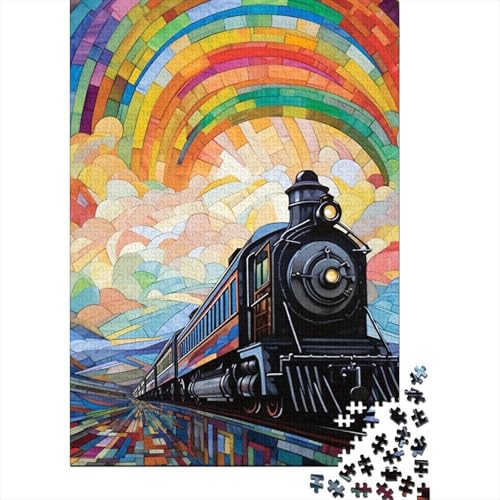 Puzzle, buntes Dampfauto, Puzzle für Erwachsene, 1000 Teile, Holzpuzzle, geeignet für Erwachsene und Kinder über 12 Jahre, Puzzle für Erwachsene, Geschenke (Größe 75 x 50 cm) von LiJianXXL