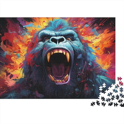 Puzzle, farbenfrohes psychedelisches Orang-Utan-Puzzle, 1000 Teile, Puzzle für Erwachsene, Holzpuzzle für Erwachsene und Kinder ab 12 Jahren, Spielzeug, Denkspiel, 50 x 75 cm von LiJianXXL