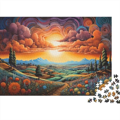 Puzzle 1000 Teile, Bunte psychedelische Felder der Toskana, Puzzle für Kinder, Holzpuzzle, Lernspiele für Erwachsene und Kinder, 50 x 75 cm von LiJianXXL