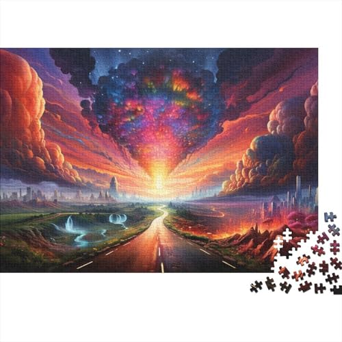 Puzzle 1000 Teile, Fantasie-Sonnenuntergangslandschaft, Holzpuzzle, tolles Geschenk für Erwachsene, 50 x 75 cm von LiJianXXL