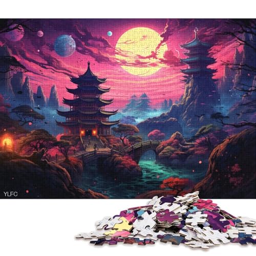 Puzzle 1000 Teile, Japanische Tempelkunst, Puzzle für Erwachsene, Kartonpuzzle, Familienaktivität 38x26cm/1000 Teile von LiJianXXL