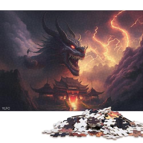 Puzzle 1000 Teile, Japanischer Tempel mit Drachen, Puzzles für Erwachsene und Kinder, Holzpuzzle, Weihnachtspuzzle-Geschenke 75x50cm/1000 Teile von LiJianXXL