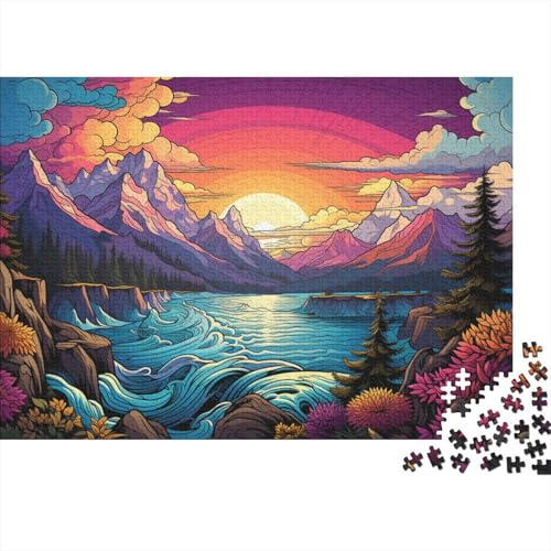 Puzzle 1000 Teile, Psychedelische Bunte Landschaft, Puzzle Für Kinder, Holzpuzzle, Lernspiele Für Erwachsene Und Kinder, 50x75 cm von LiJianXXL