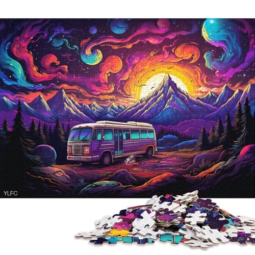 Puzzle 1000 Teile, Regenbogen-Bus-Puzzle für Erwachsene und Kinder, Karton-Puzzle, Weihnachtspuzzle-Geschenke 38x26cm/1000 Teile von LiJianXXL