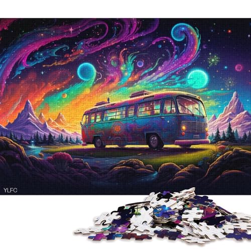 Puzzle 1000 Teile, Regenbogen-Bus-Puzzle für Erwachsene und Kinder, Karton-Puzzle, Weihnachtspuzzle-Geschenke 38x26cm/1000 Teile von LiJianXXL