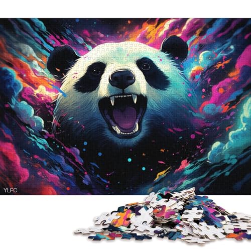 Puzzle 1000 Teile, Wütender Panda, für Erwachsene und Kinder, Kartonpuzzle, Puzzle für Erwachsene, Geschenke 38x26cm/1000 Teile von LiJianXXL