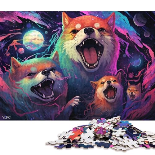 Puzzle 1000 Teile, Wütender Shiba Inu, Puzzle für Erwachsene, Holzpuzzle, Puzzle für Erwachsene, Geschenke 75x50cm/1000 Teile von LiJianXXL