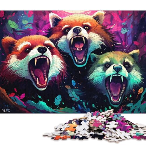 Puzzle 1000 Teile, Wütender roter Panda, Puzzle für Erwachsene, Papppuzzle, Geschenke für Erwachsene 38x26cm/1000 Teile von LiJianXXL