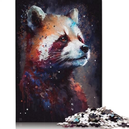 Puzzle 1000 Teile, buntes Graffiti-Puzzle mit rotem Panda, Kartonpuzzle, tolles Geschenk für Erwachsene, 38 x 26 cm von LiJianXXL