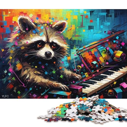 Puzzle 1000 Teile, farbenfrohes Roboter-Waschbär-Puzzle für Erwachsene und Kinder, Holzpuzzle, Weihnachtspuzzle-Geschenke 75x50cm/1000 Teile von LiJianXXL